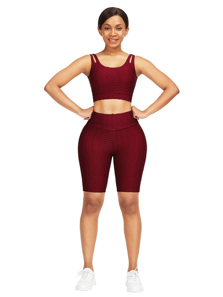 Well-Suited Jacquard High Waist Crop Sports Suit For Female Runner