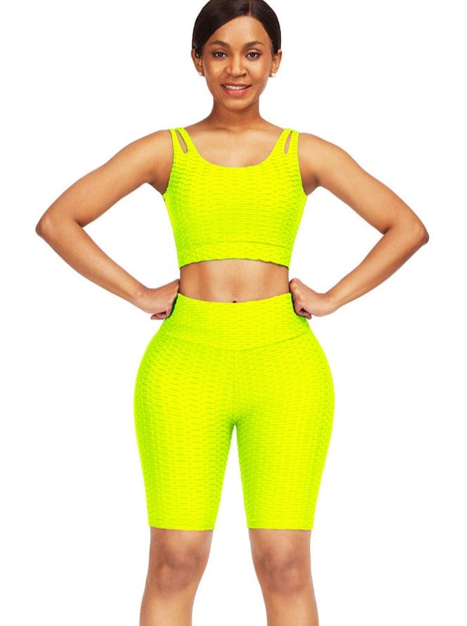 Well-Suited Jacquard High Waist Crop Sports Suit For Female Runner