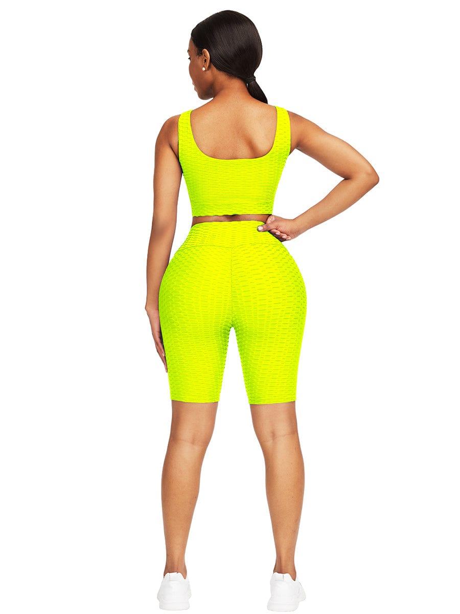 Well-Suited Jacquard High Waist Crop Sports Suit For Female Runner