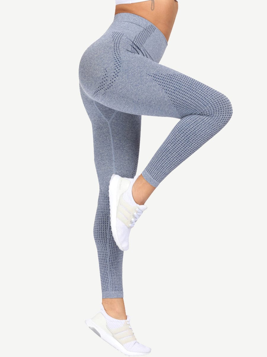 Shop Blue High Waist Yoga Leggings Full Length Elasticated