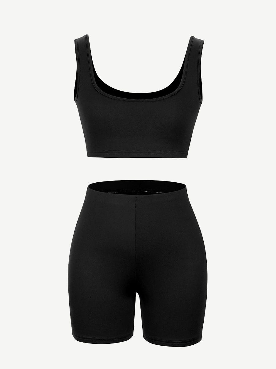 Gymnastic Cropped Sports Shorts Suit High Waist Mid Support