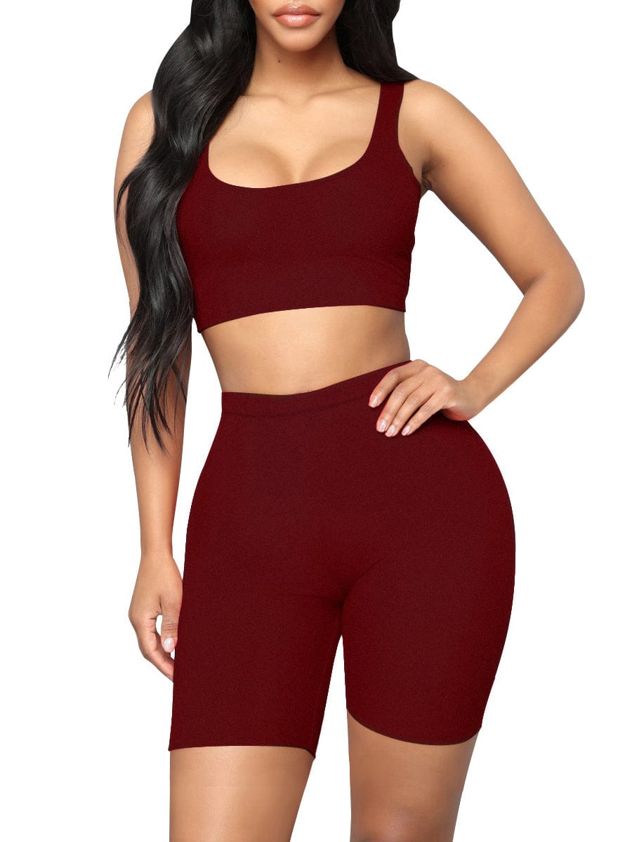 Gymnastic Cropped Sports Shorts Suit High Waist Mid Support