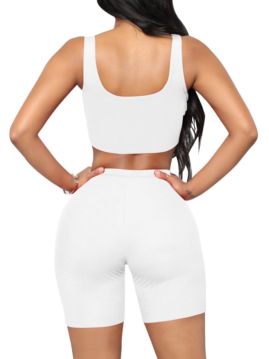 Gymnastic Cropped Sports Shorts Suit High Waist Mid Support