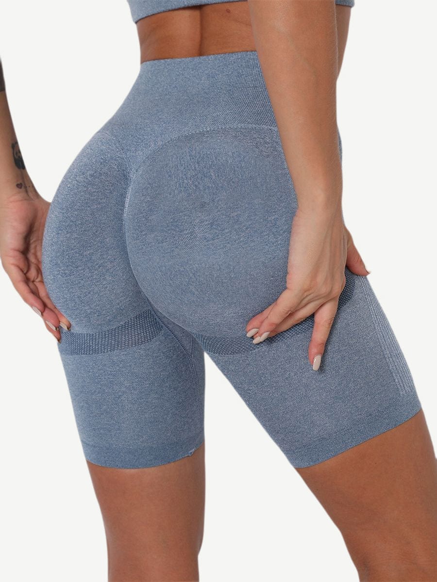 High Waist Solid Color Yoga Shorts Contouring Sensation