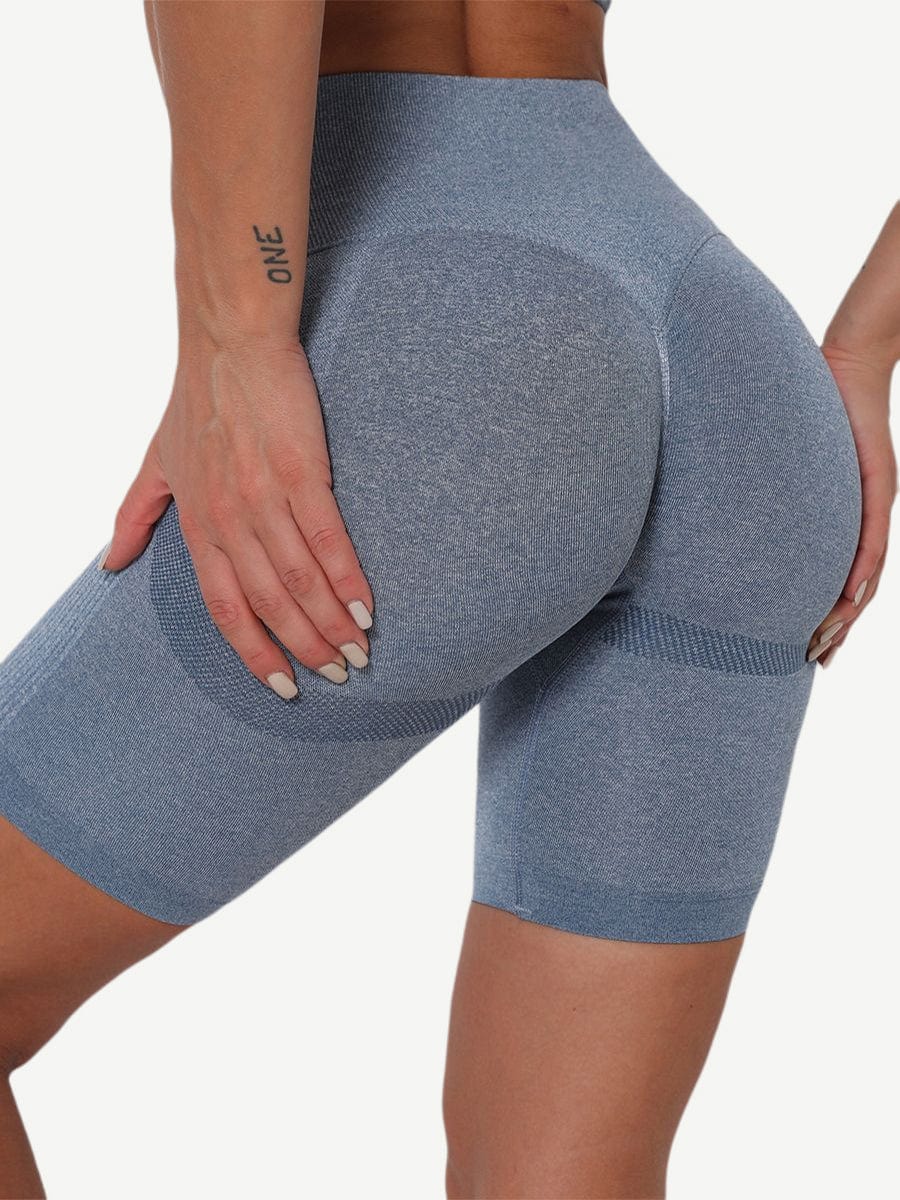 High Waist Solid Color Yoga Shorts Contouring Sensation