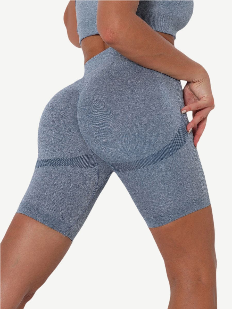 High Waist Solid Color Yoga Shorts Contouring Sensation