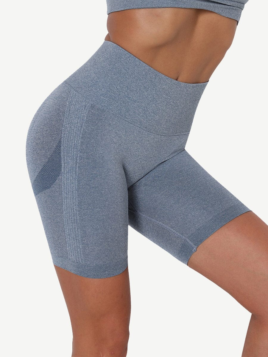 High Waist Solid Color Yoga Shorts Contouring Sensation