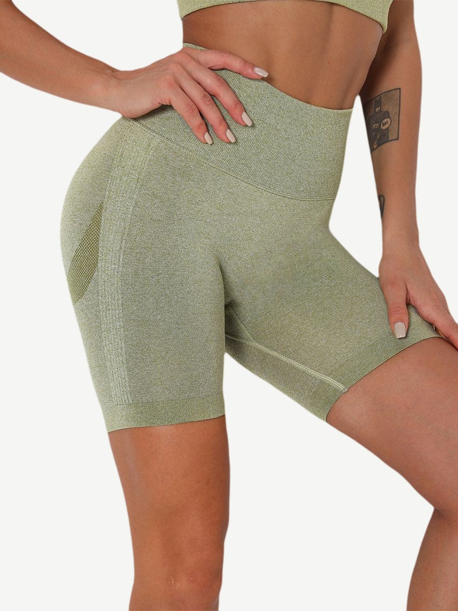 High Waist Solid Color Yoga Shorts Contouring Sensation