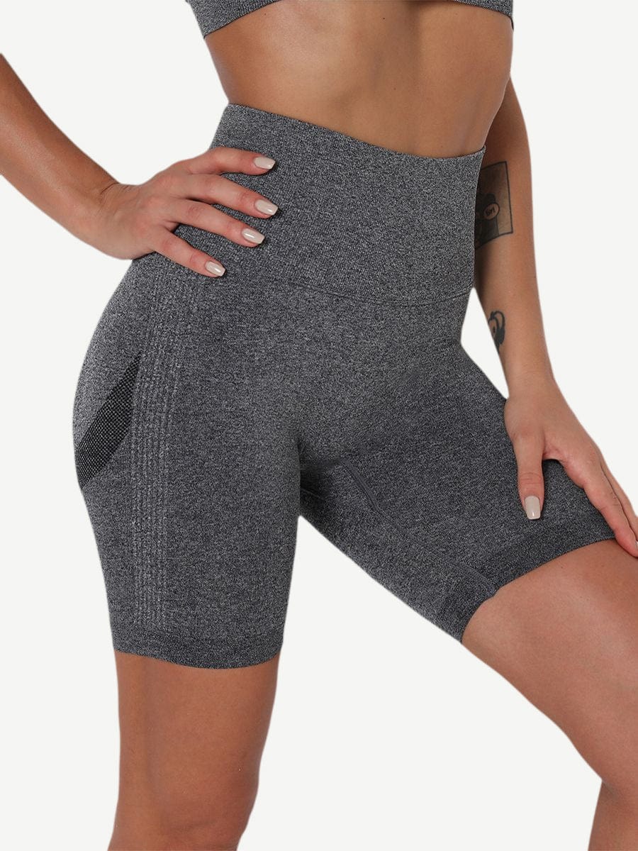 High Waist Solid Color Yoga Shorts Contouring Sensation