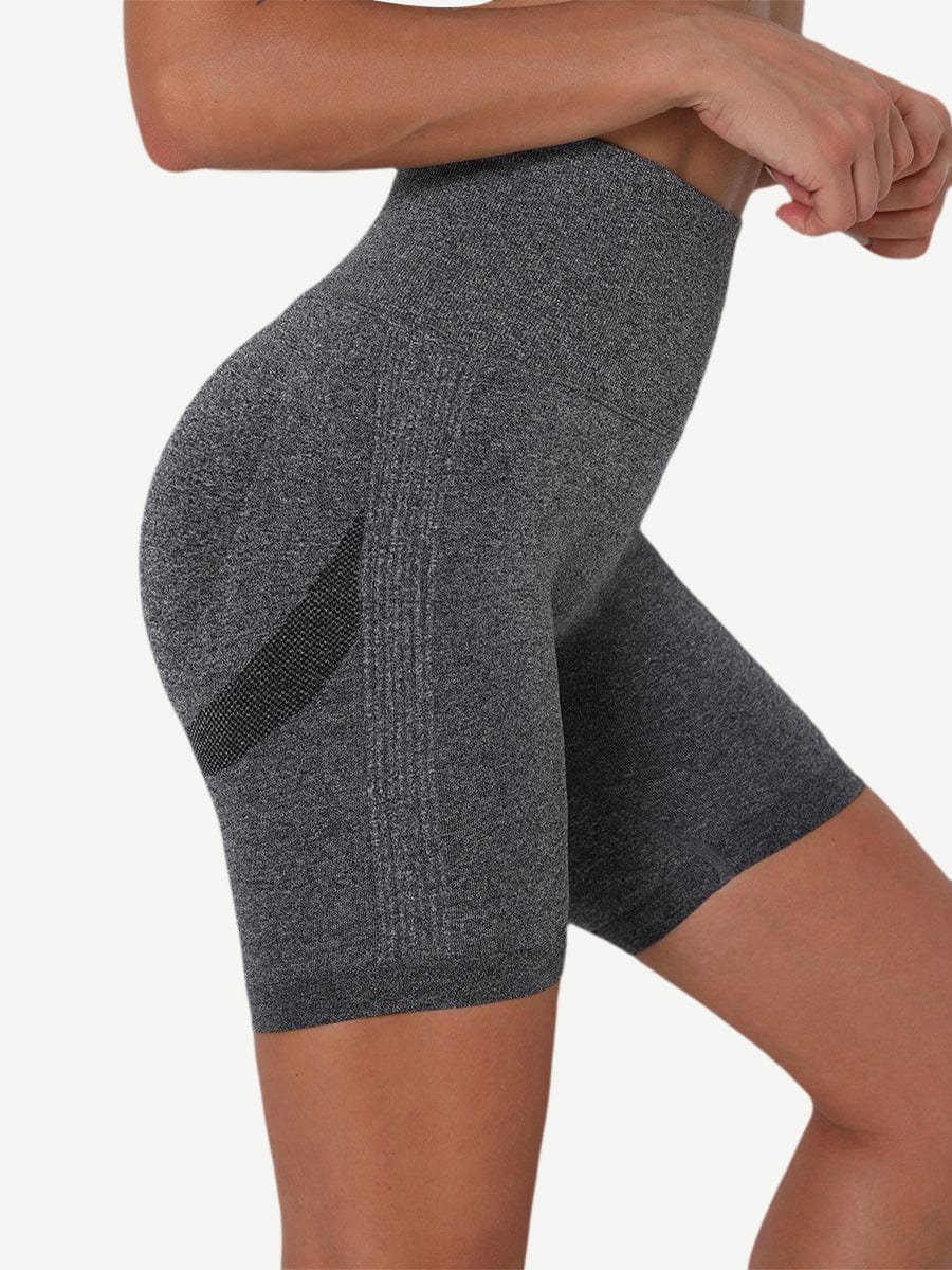 High Waist Solid Color Yoga Shorts Contouring Sensation