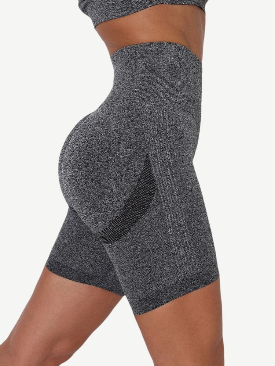 High Waist Solid Color Yoga Shorts Contouring Sensation