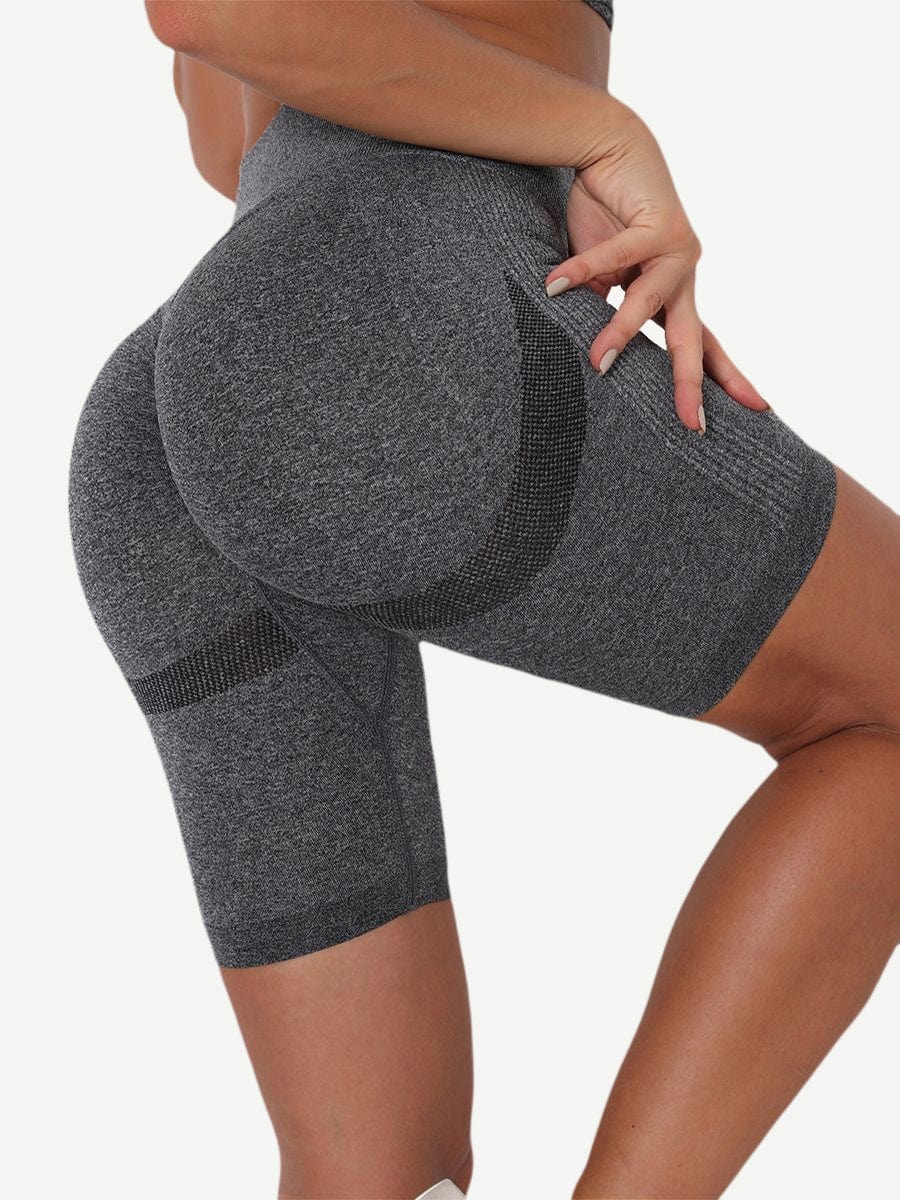 High Waist Solid Color Yoga Shorts Contouring Sensation