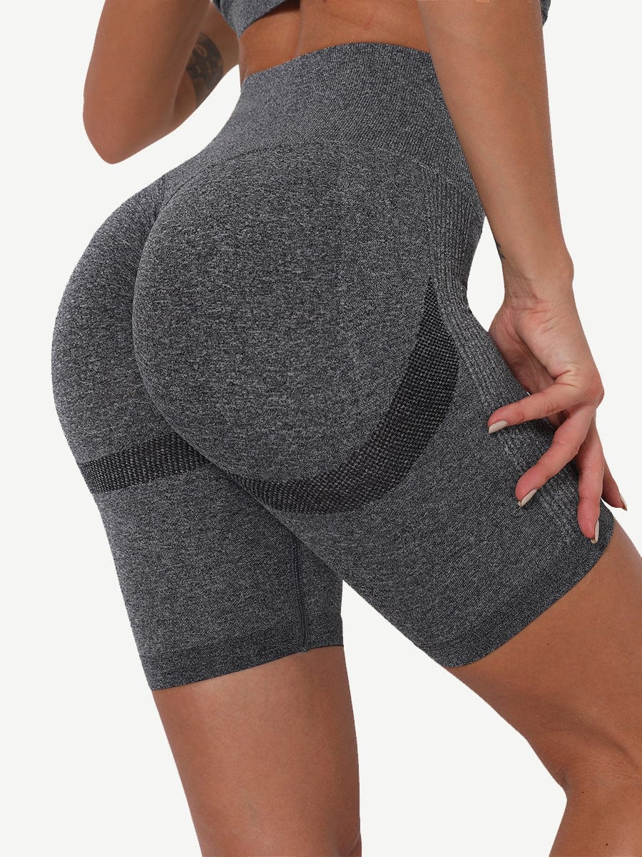 High Waist Solid Color Yoga Shorts Contouring Sensation