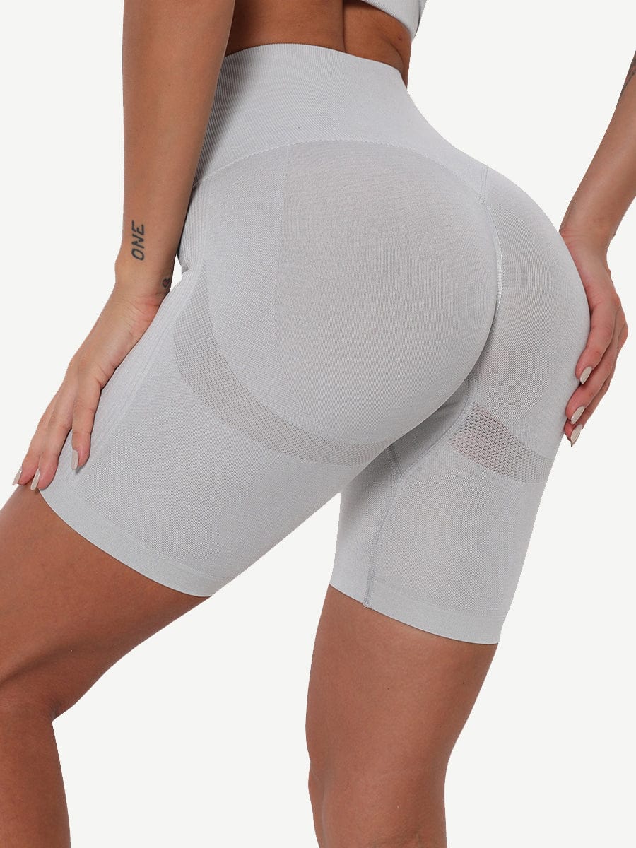 High Waist Solid Color Yoga Shorts Contouring Sensation