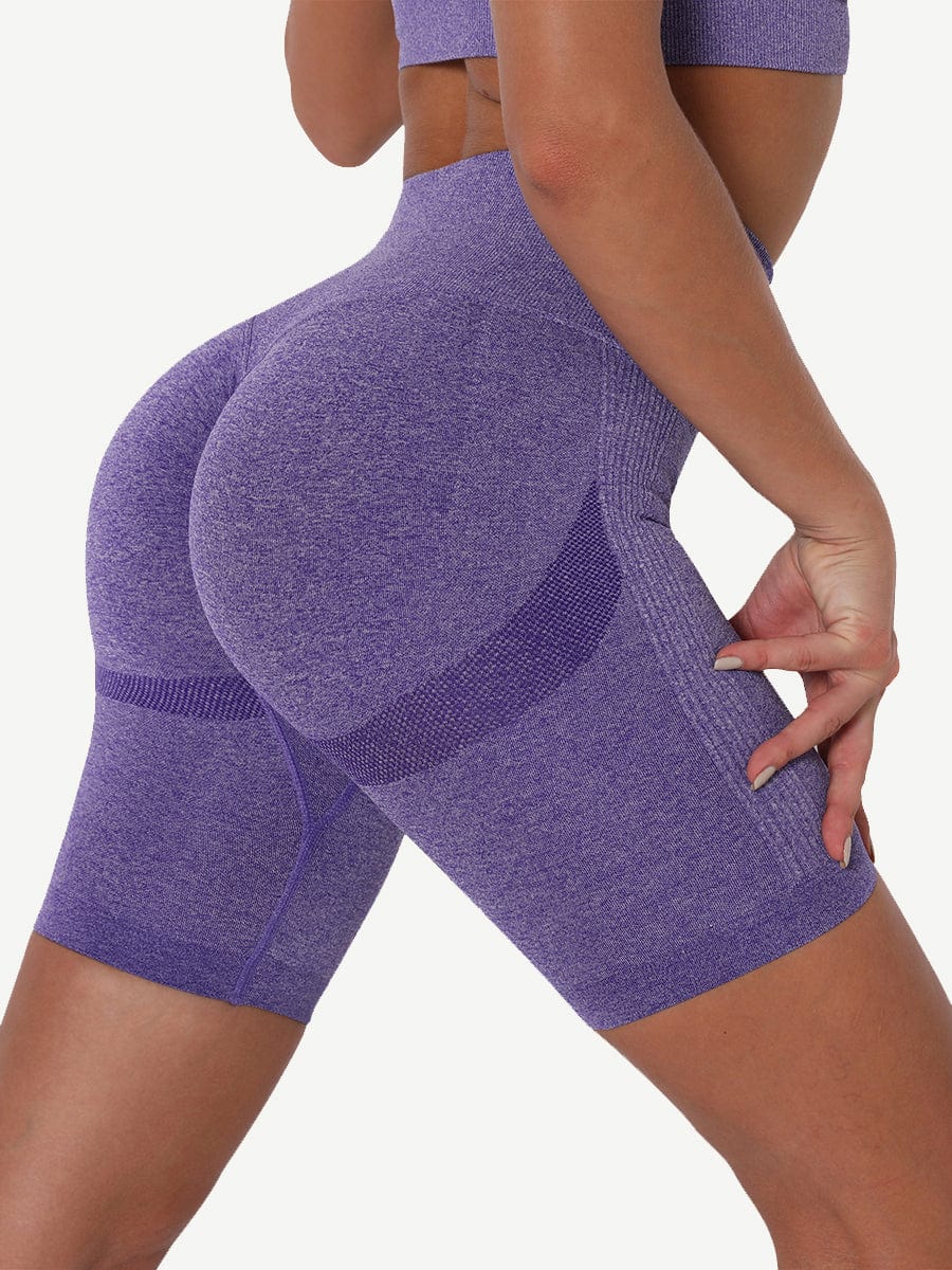 High Waist Solid Color Yoga Shorts Contouring Sensation