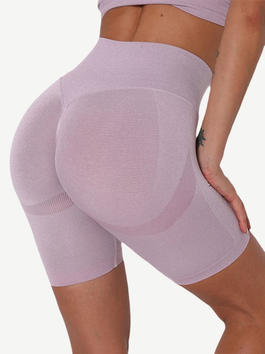 High Waist Solid Color Yoga Shorts Contouring Sensation