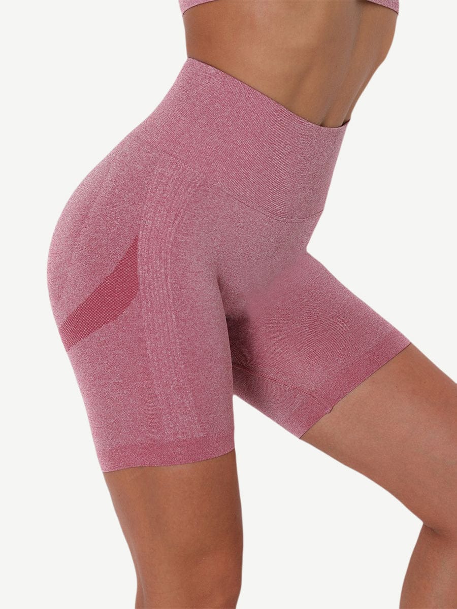 High Waist Solid Color Yoga Shorts Contouring Sensation