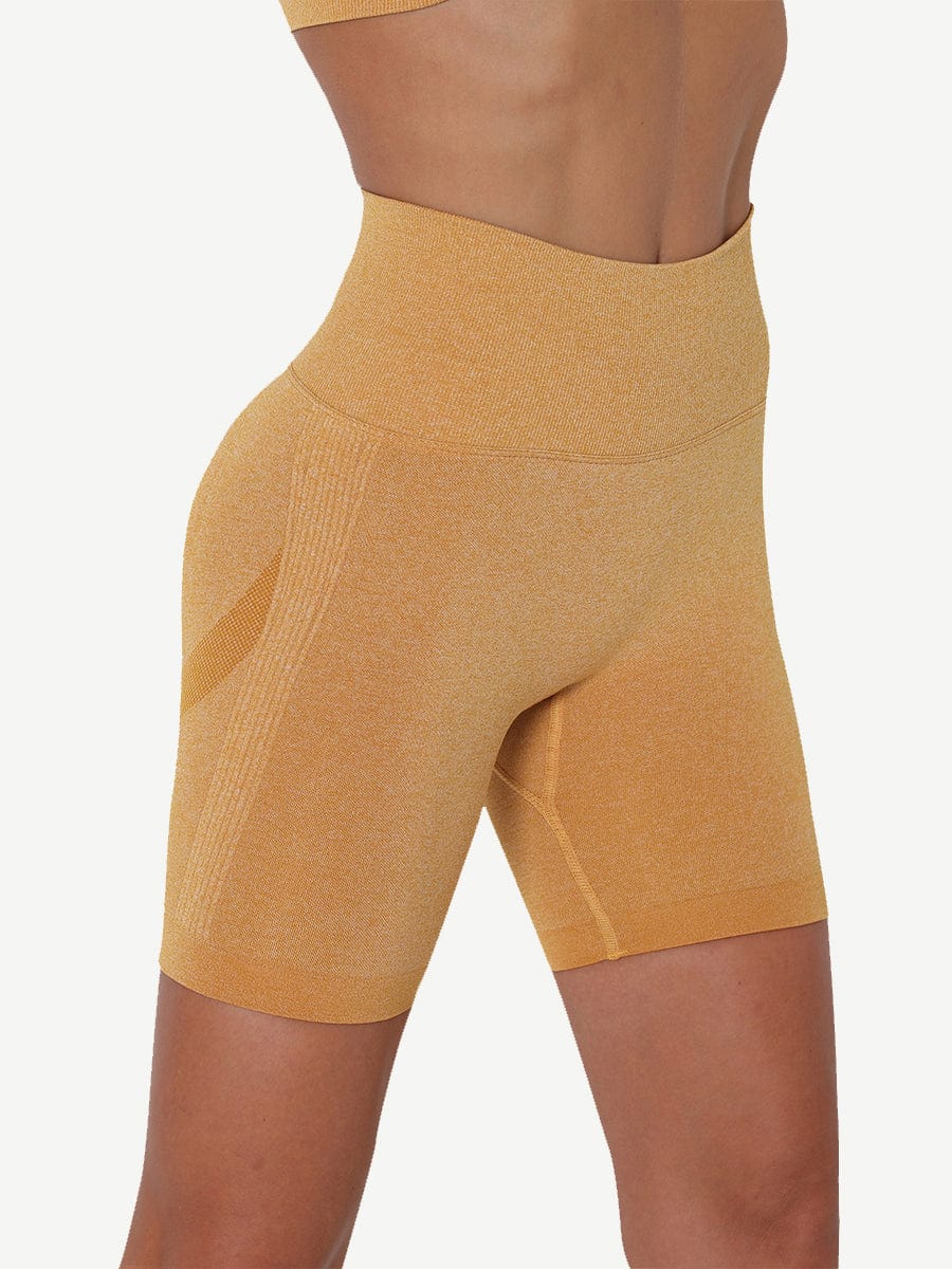 High Waist Solid Color Yoga Shorts Contouring Sensation