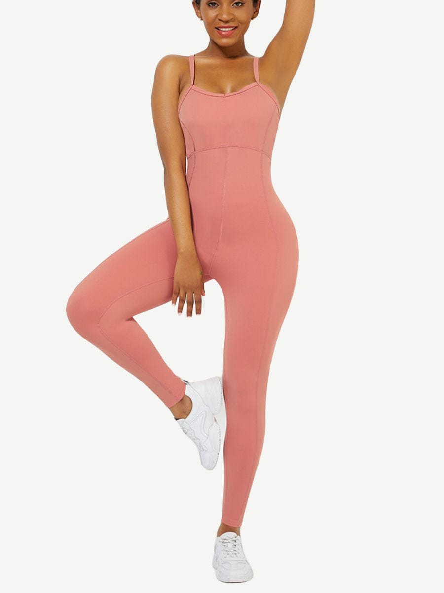 Strappy Back Removable Pads Yoga Bodysuit For Women