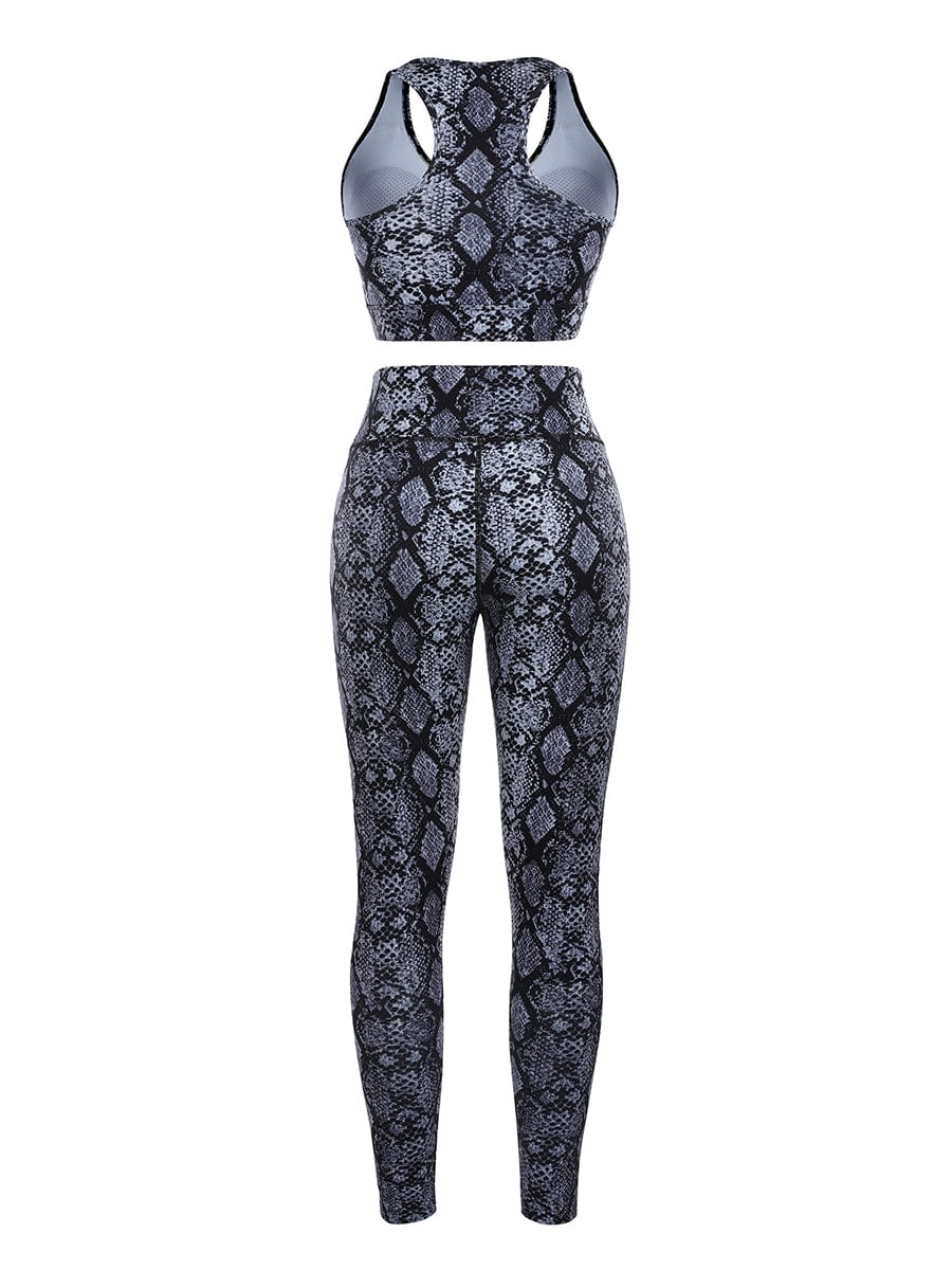 2 Pieces Snake Print Racerback Bra High Waist Leggings for Outfit