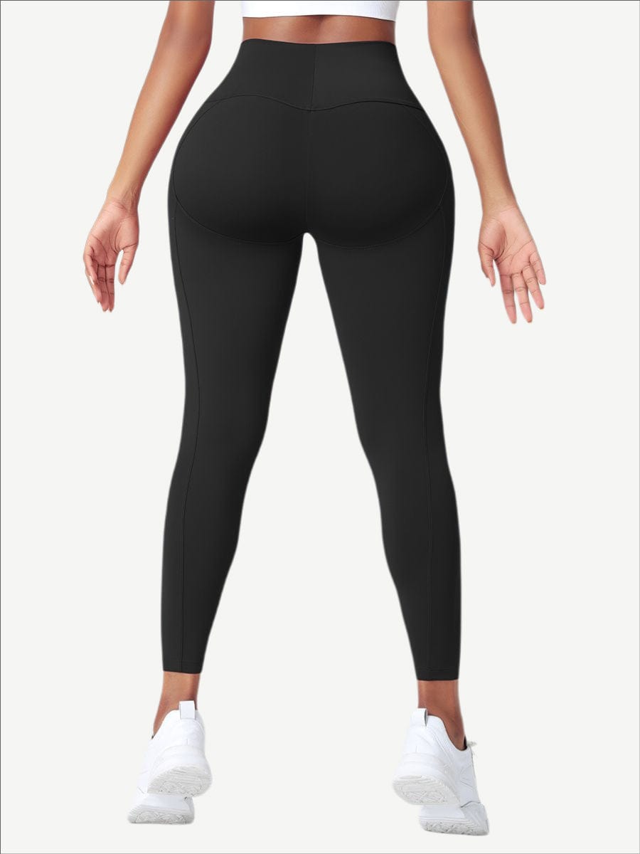 High Waist Yoga Leggings Solid Color Elastic Material