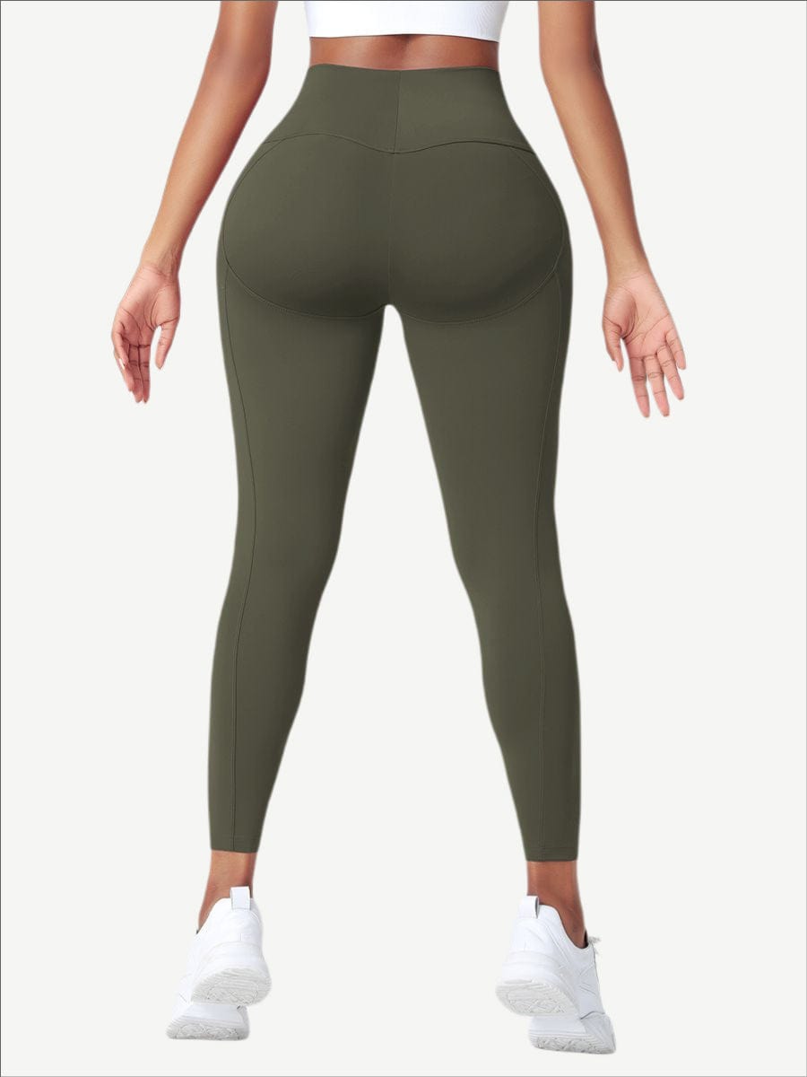 High Waist Yoga Leggings Solid Color Elastic Material