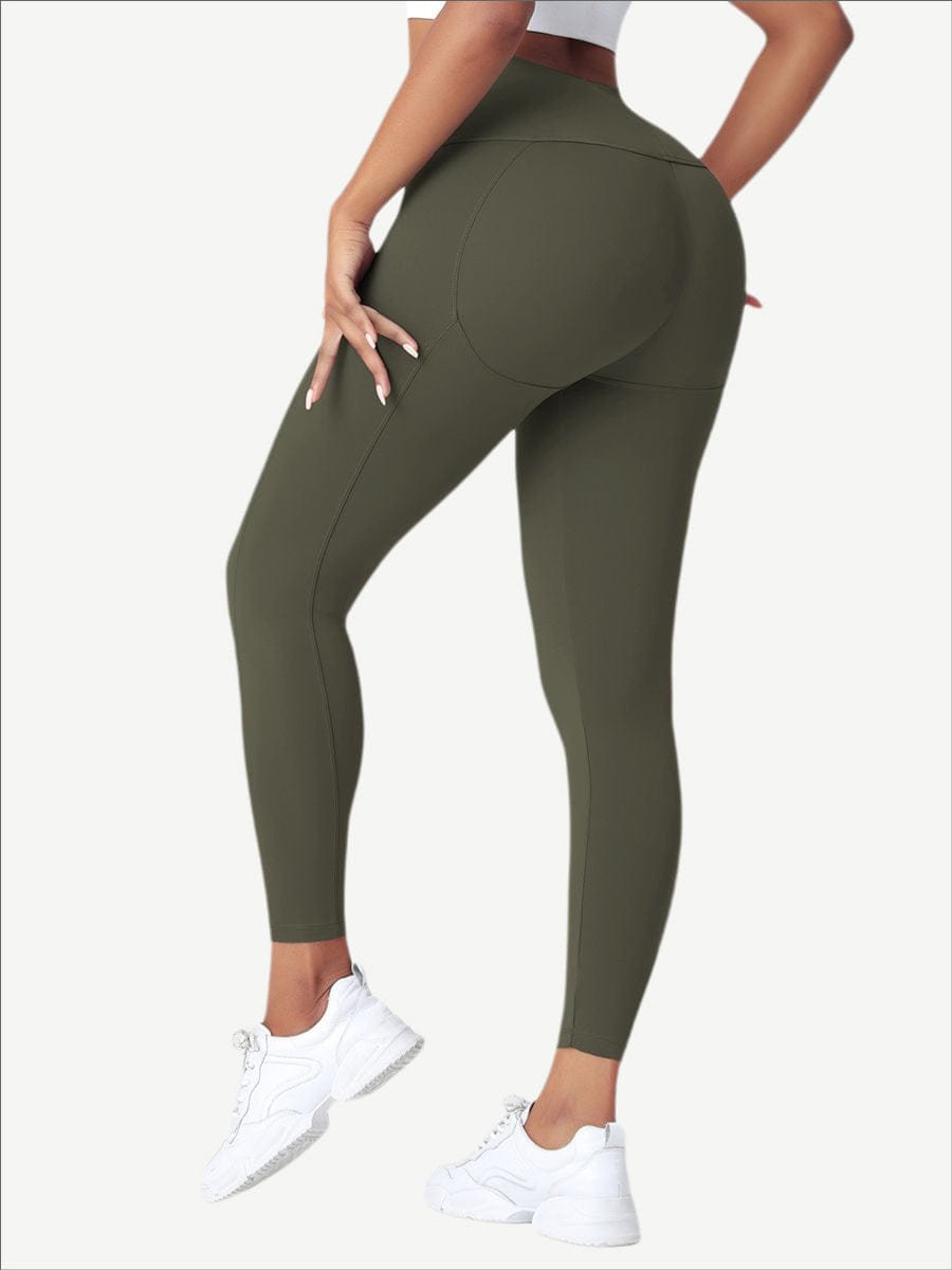 High Waist Yoga Leggings Solid Color Elastic Material