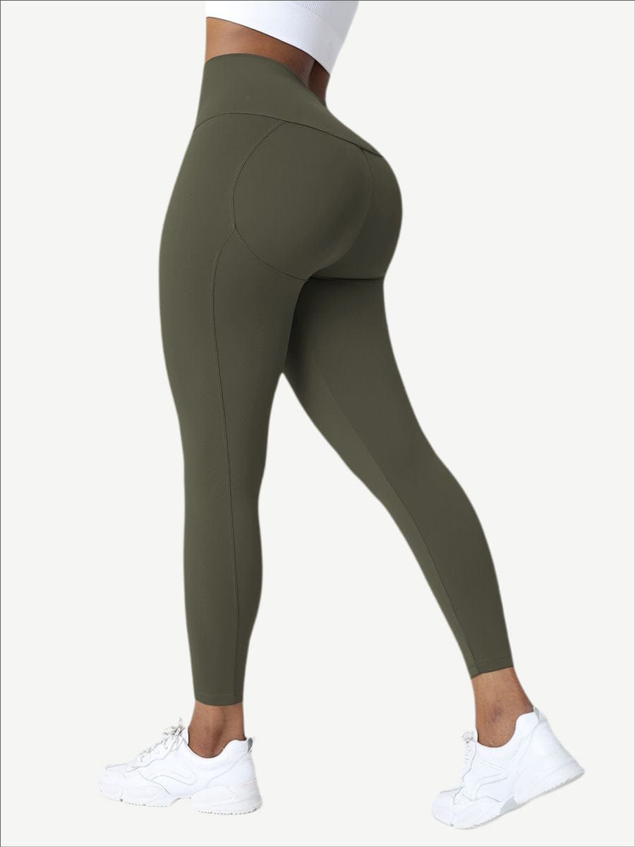 High Waist Yoga Leggings Solid Color Elastic Material