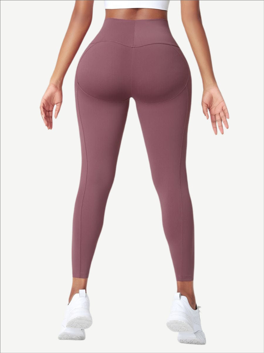 High Waist Yoga Leggings Solid Color Elastic Material