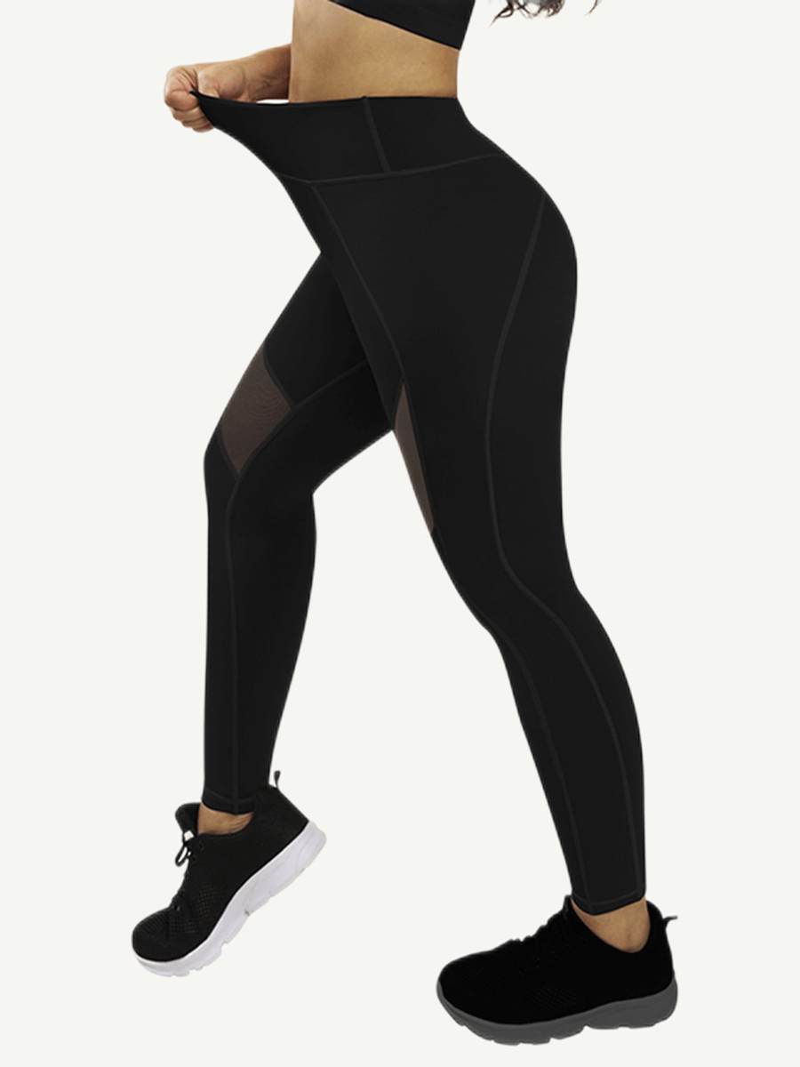 Yoga Pants With See-through Tulle Splicing