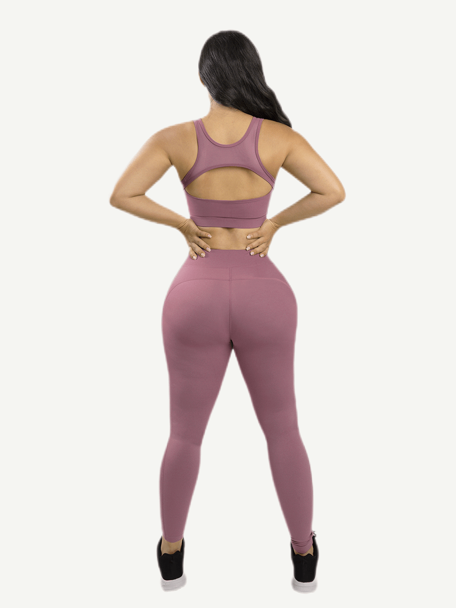 Yoga Pants With See-through Tulle Splicing