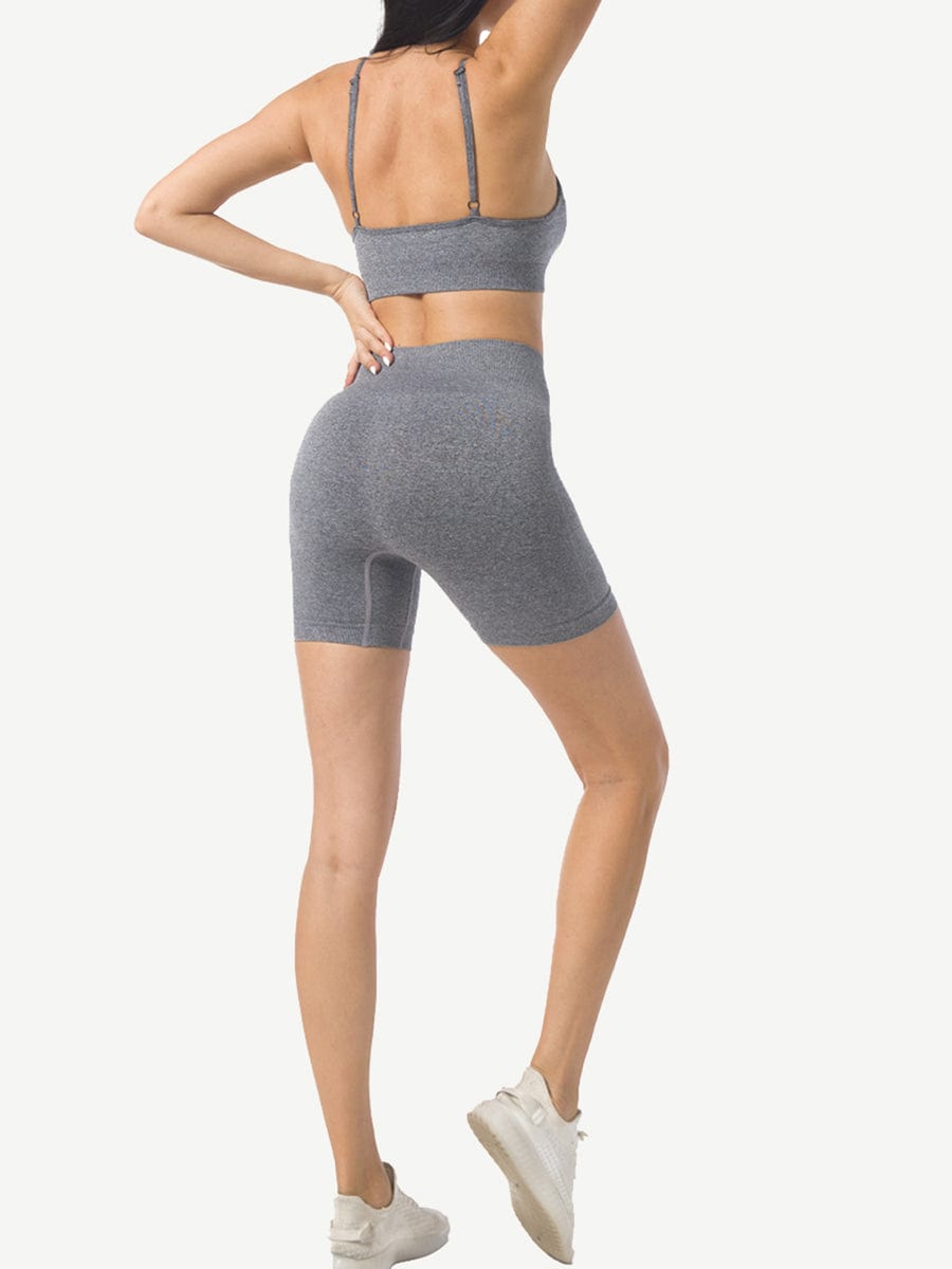 Knitting Short Yoga Bodysuits 2-in-1 Gymwear