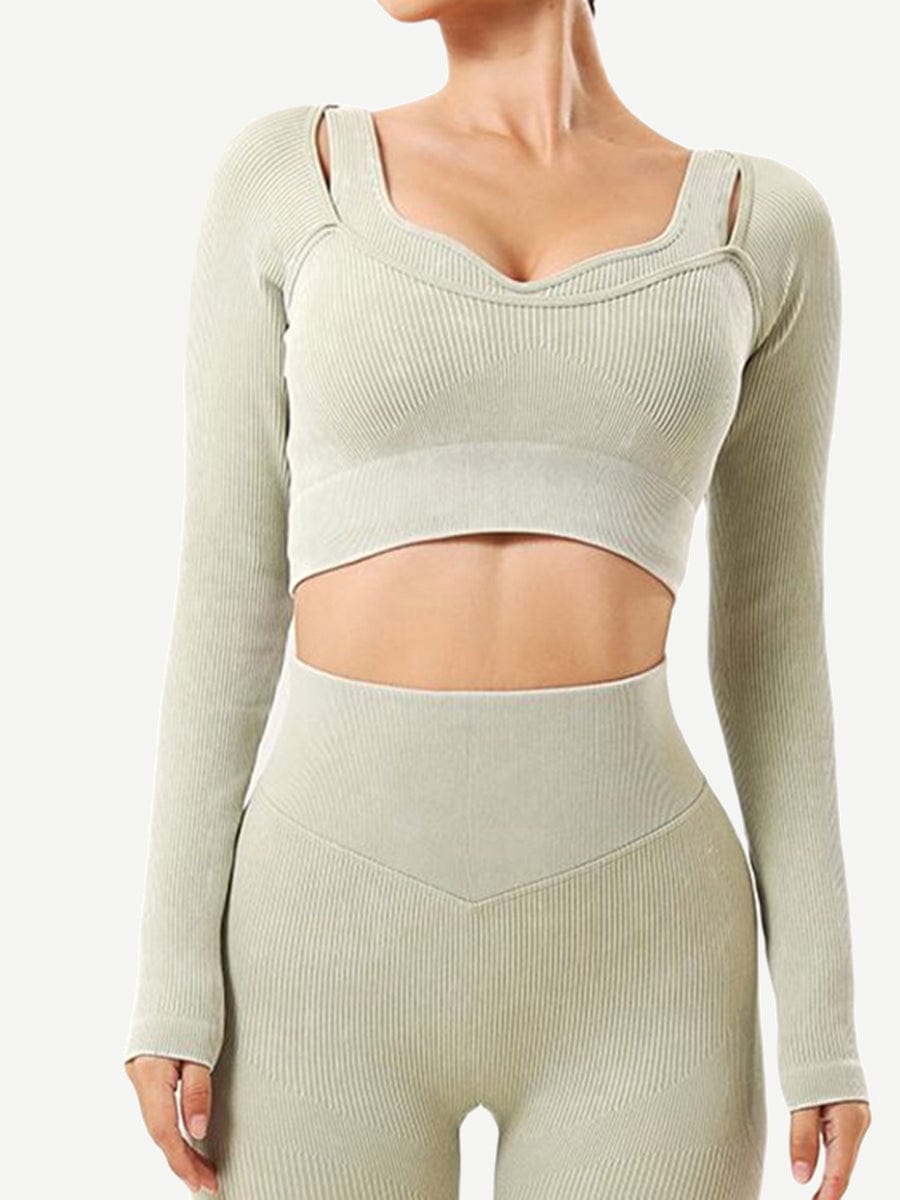 Seamless Wash Ribbed Fabric Half Sleeve Crop Top