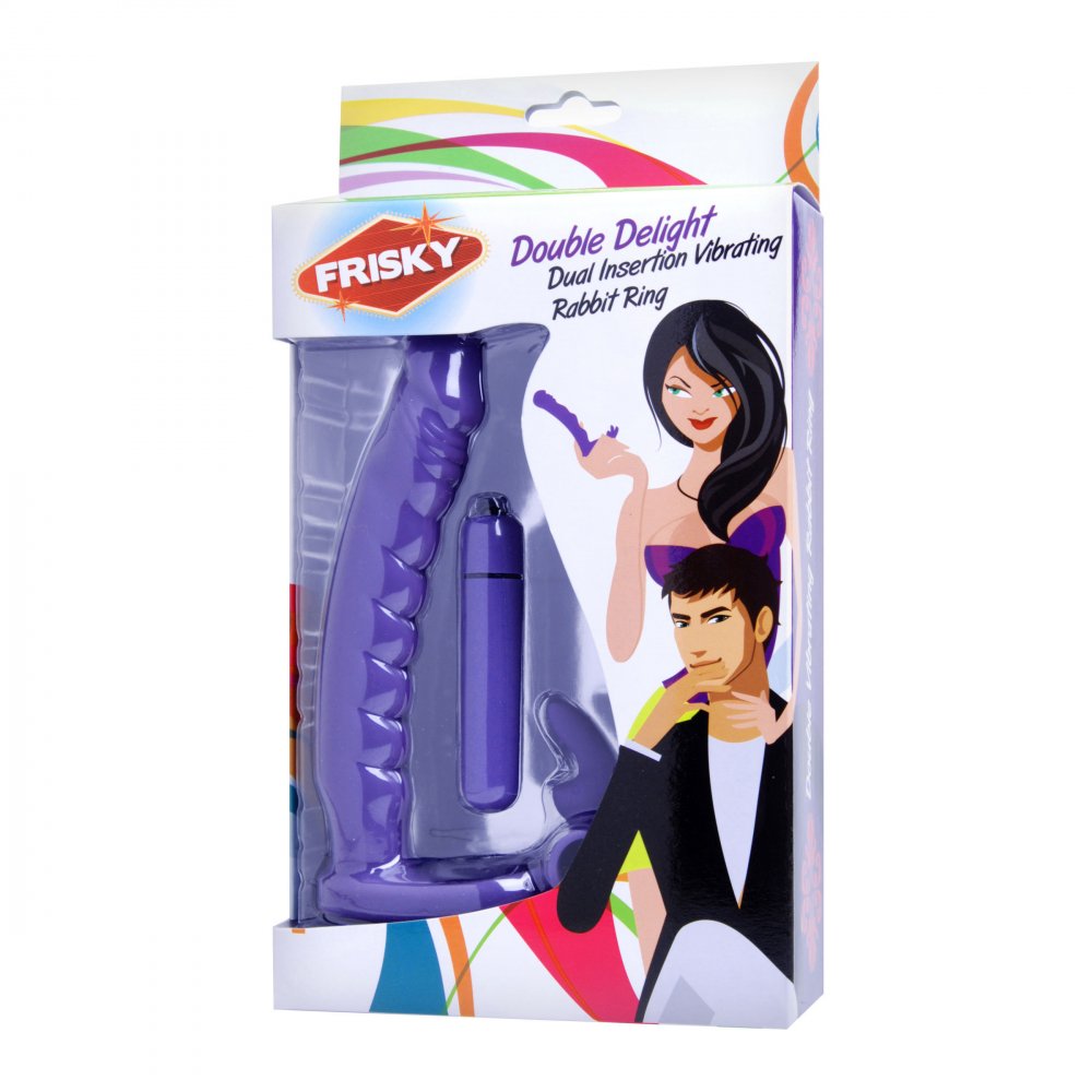 Double Delight Dual Penetration Vibrating Rabbit Cock Ring