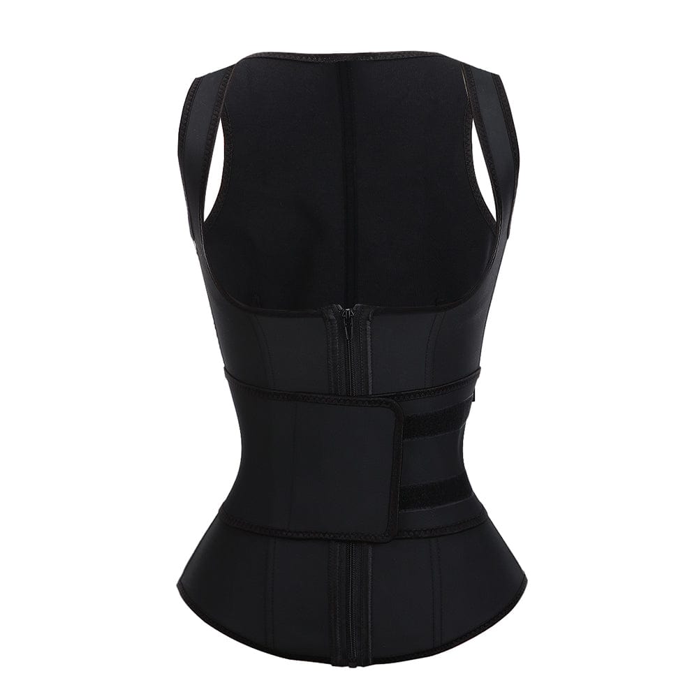 Fashionable Black 9 Steel Bones Latex Vest Shaper Plus Size Instant Slimmer