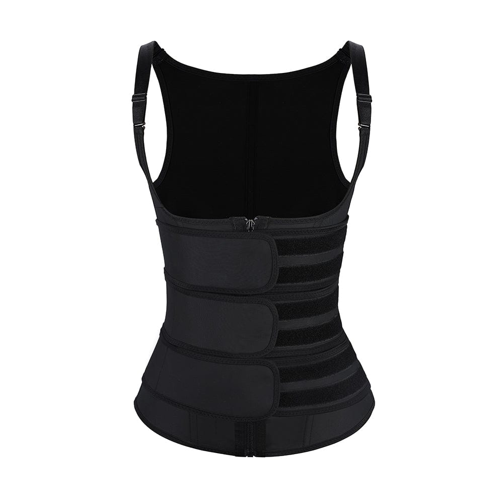 Latex Black Vest Shaper Adjustable Strap Zipper Fat Burning