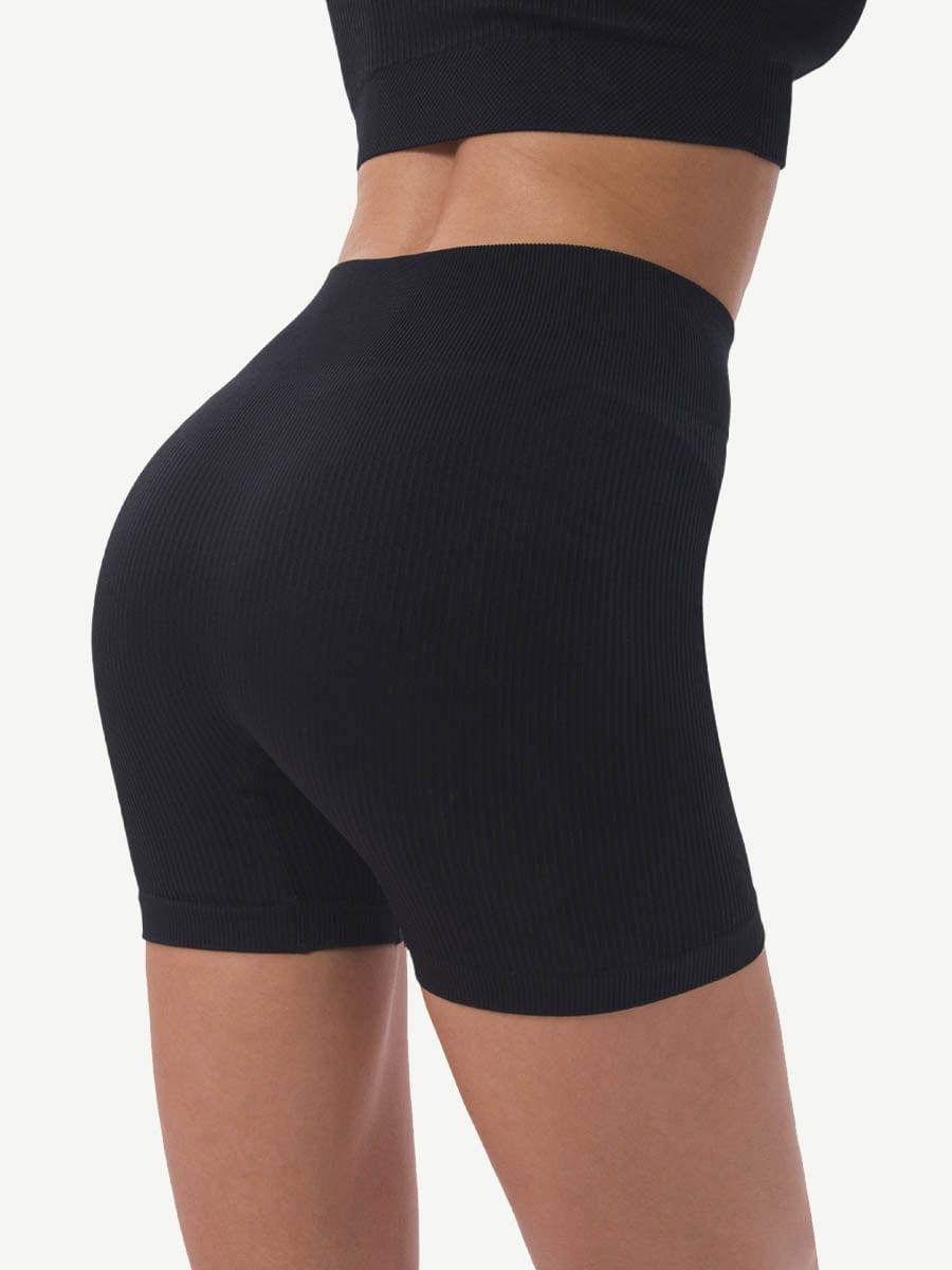 Knitting Short Sleeves Butt Lifter Shorts Yoga Gymwear