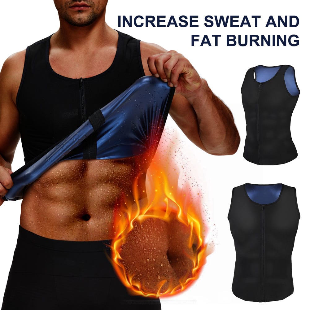 Blue Men Plus Size Shpaewear Tank Zipper For Running