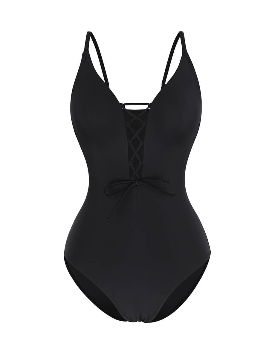 Deep Neck V Sexy Strap Shape One Piece Body Sculpting Swimsuit